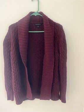 Banana Republic Women's Burgundy Cable Shawl Collar Cardigan